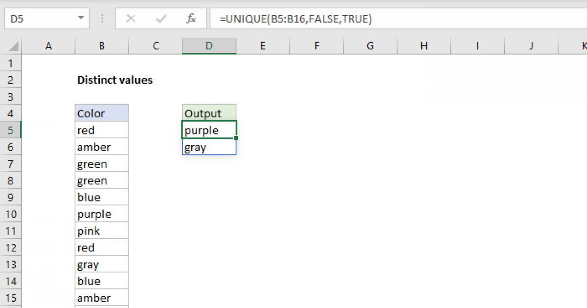 Excel Distinct Values In Range Formula